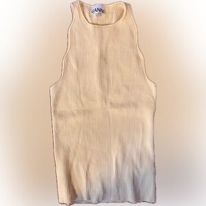 Ganni Yellow Ribbed Knit tank top